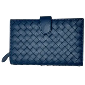 BOTTEGA VENETA Intrecciato Compact Wallet - Navy