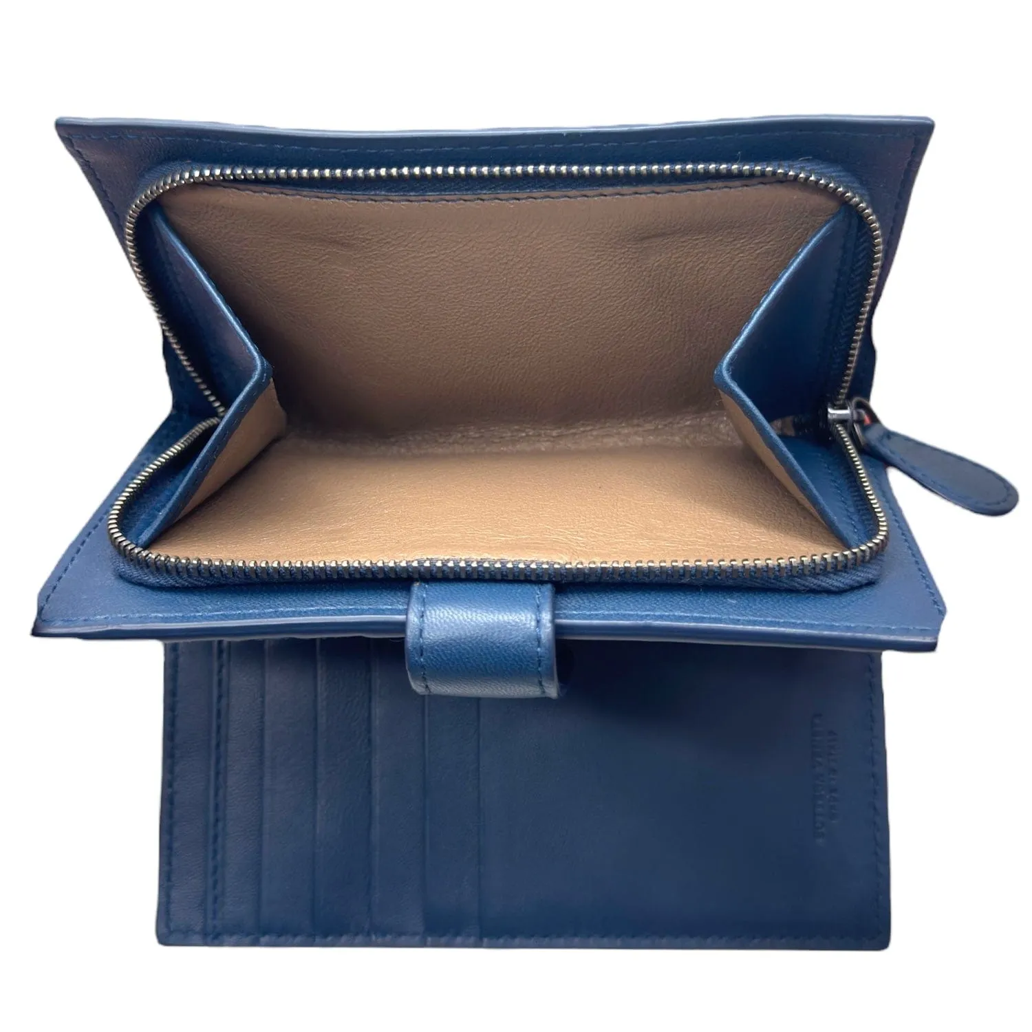 BOTTEGA VENETA Intrecciato Compact Wallet - Navy