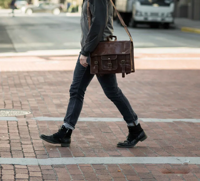 Brown Leather Satchel 15"