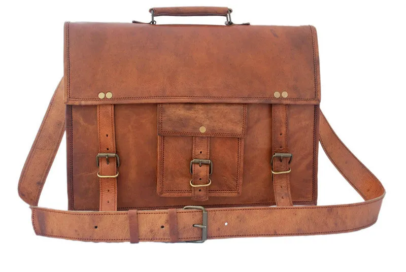 Brown Leather Satchel 15"