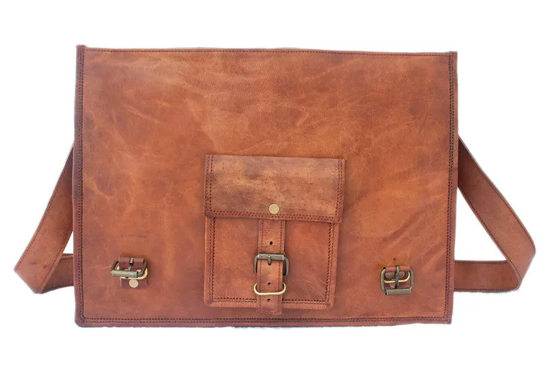 Brown Leather Satchel 15"