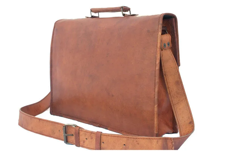 Brown Leather Satchel 15"