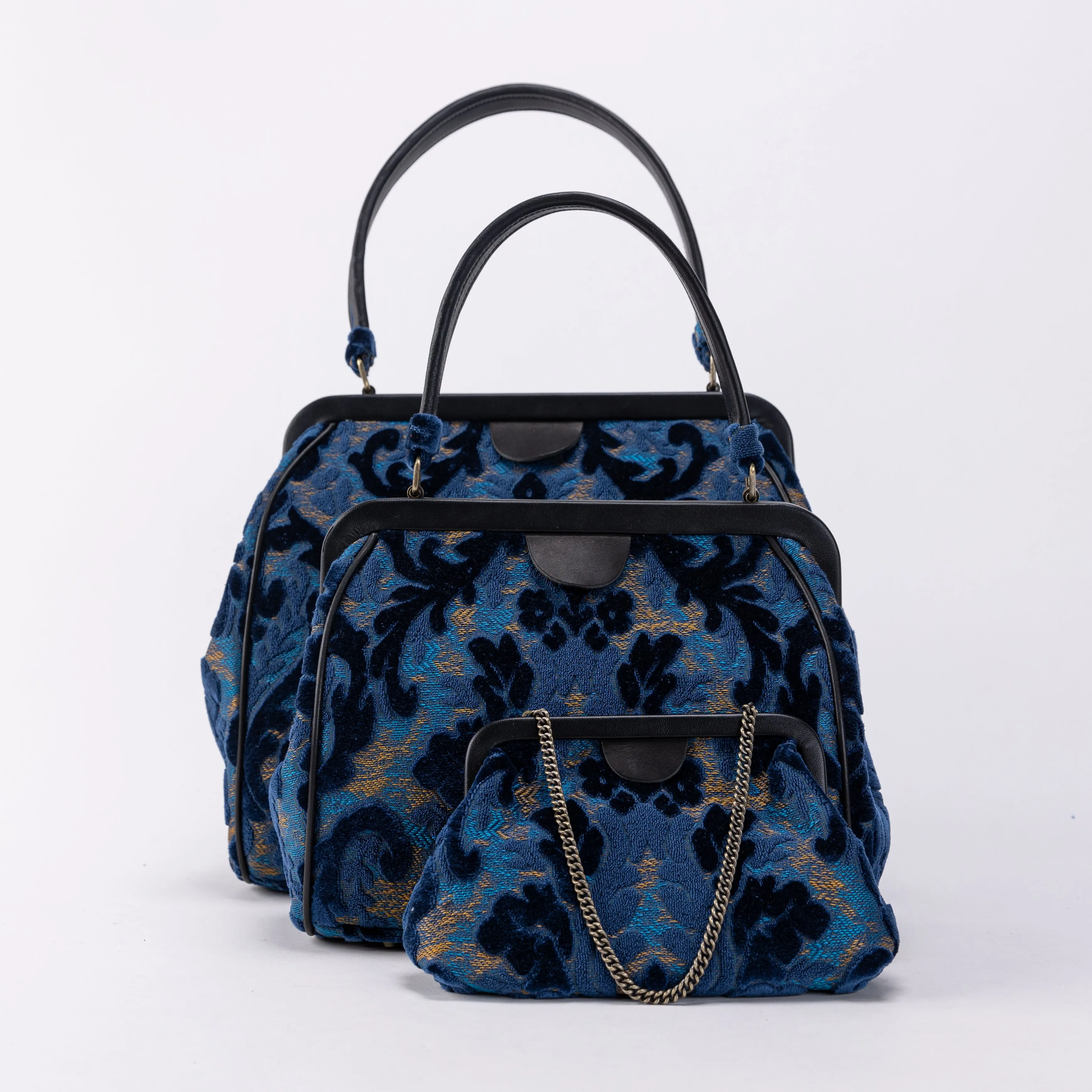 Burnout Velvet Navy Alma Satchel