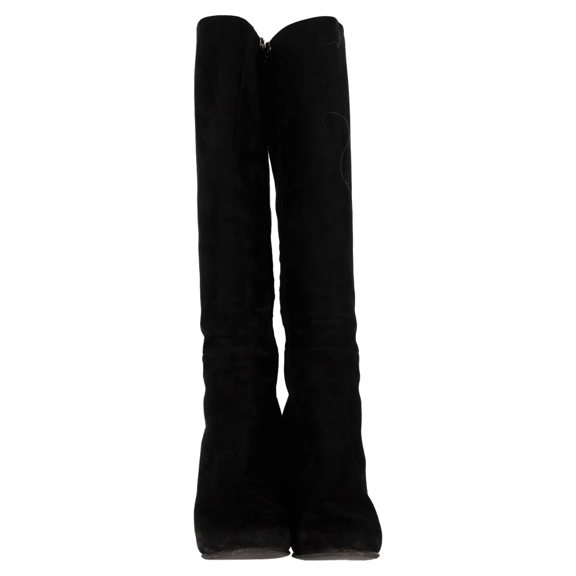 Gucci Knee-High Heeled Boots in Black Suede