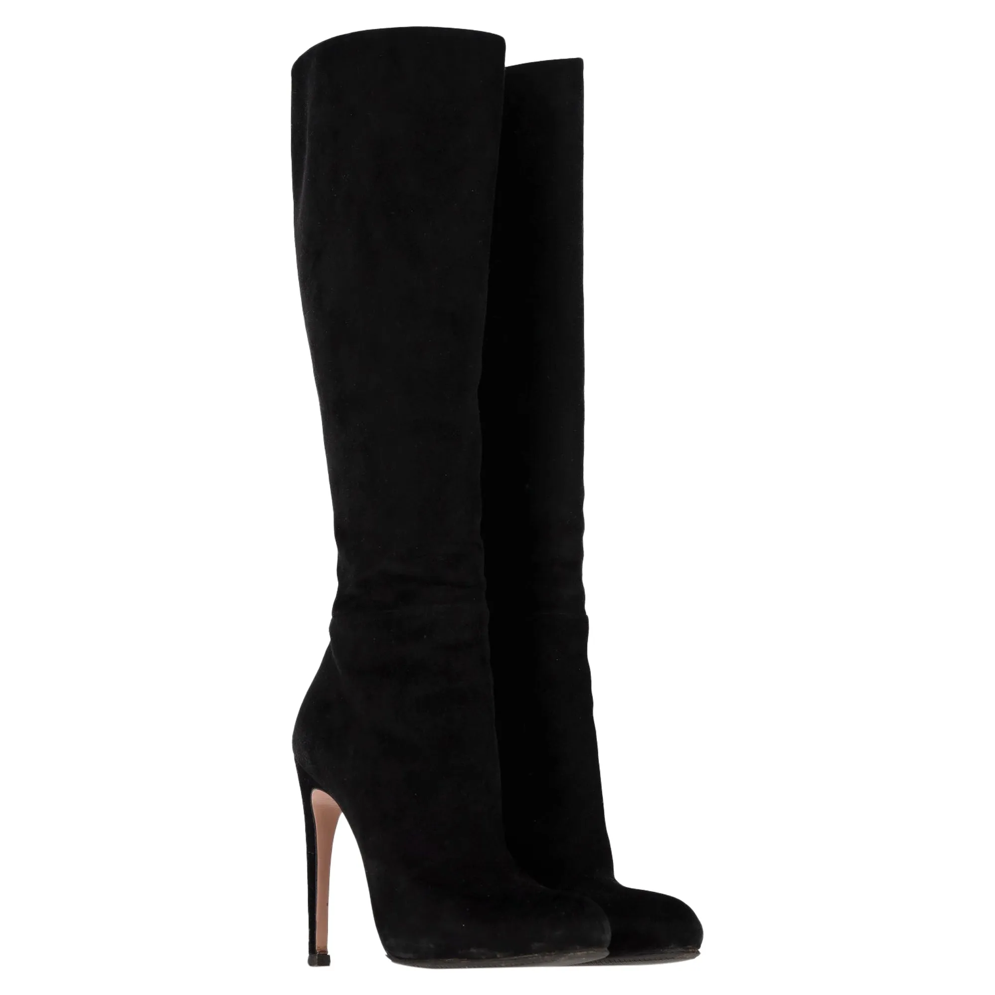 Gucci Knee-High Heeled Boots in Black Suede