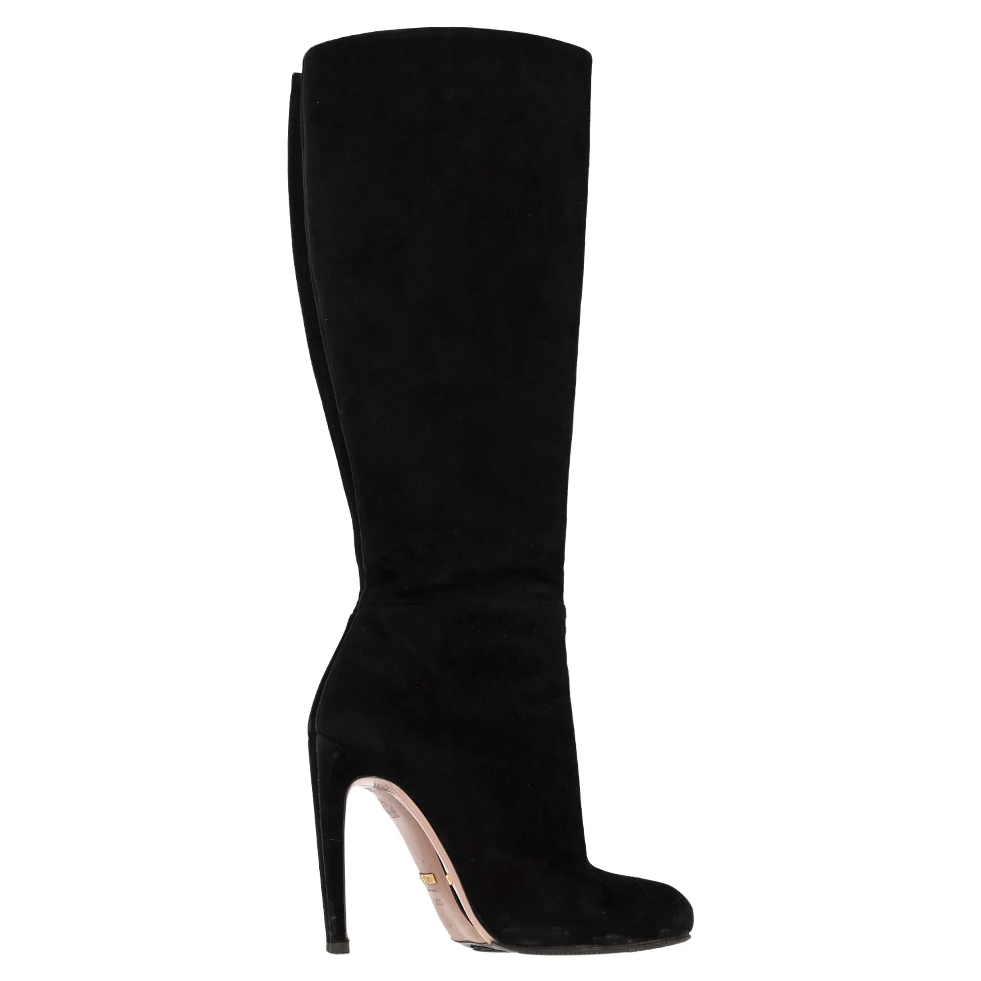 Gucci Knee-High Heeled Boots in Black Suede