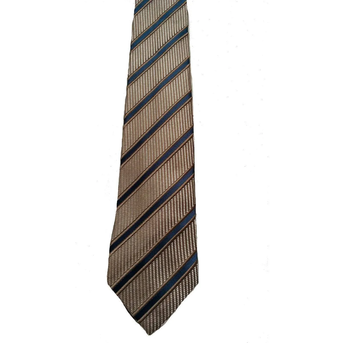 Gucci Men's Classic Tie White Camel Blue Striped 408862