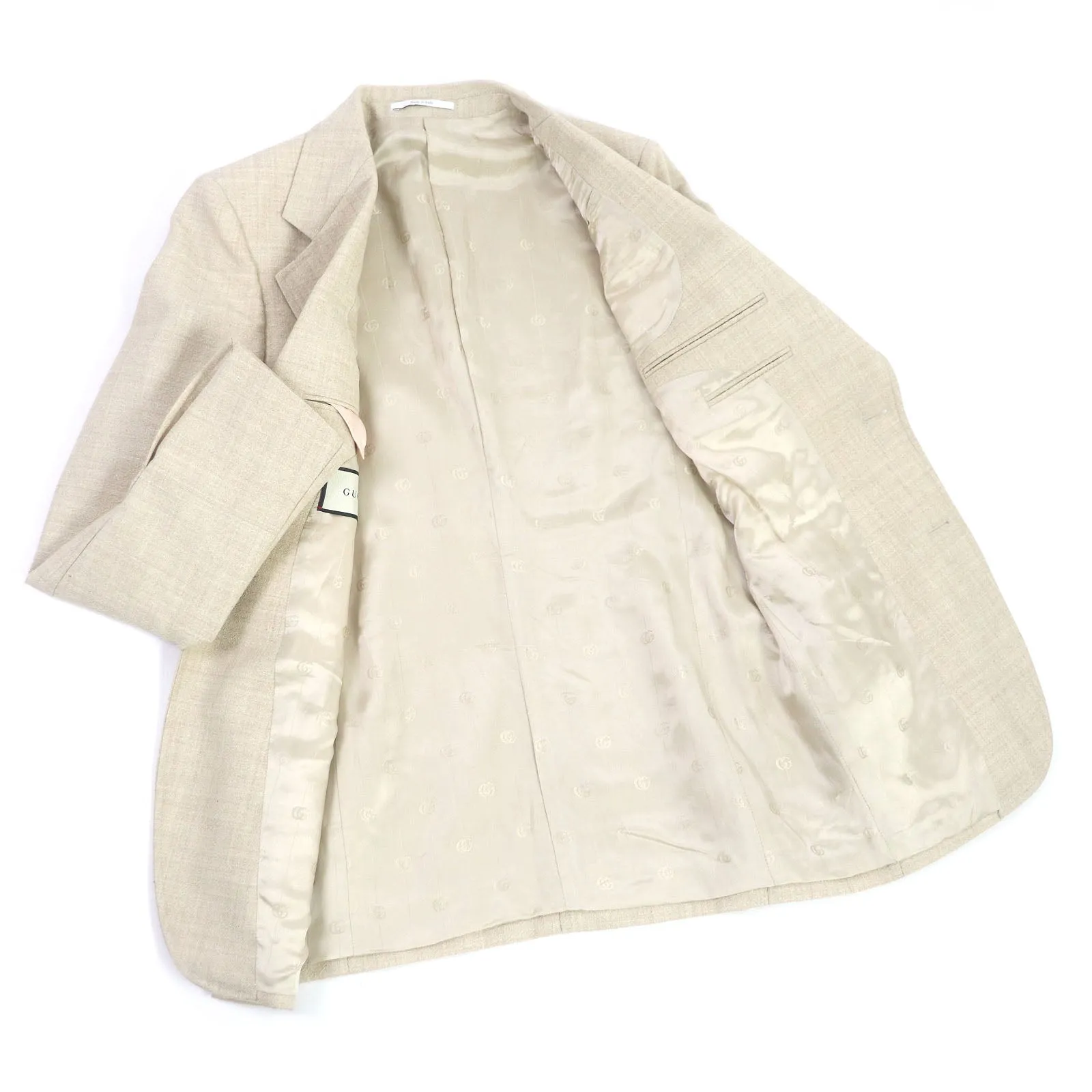 GUCCI tailored jacket 623122 Outer: 100% wool, Lining: 100% rayon light beige mens 44 Used