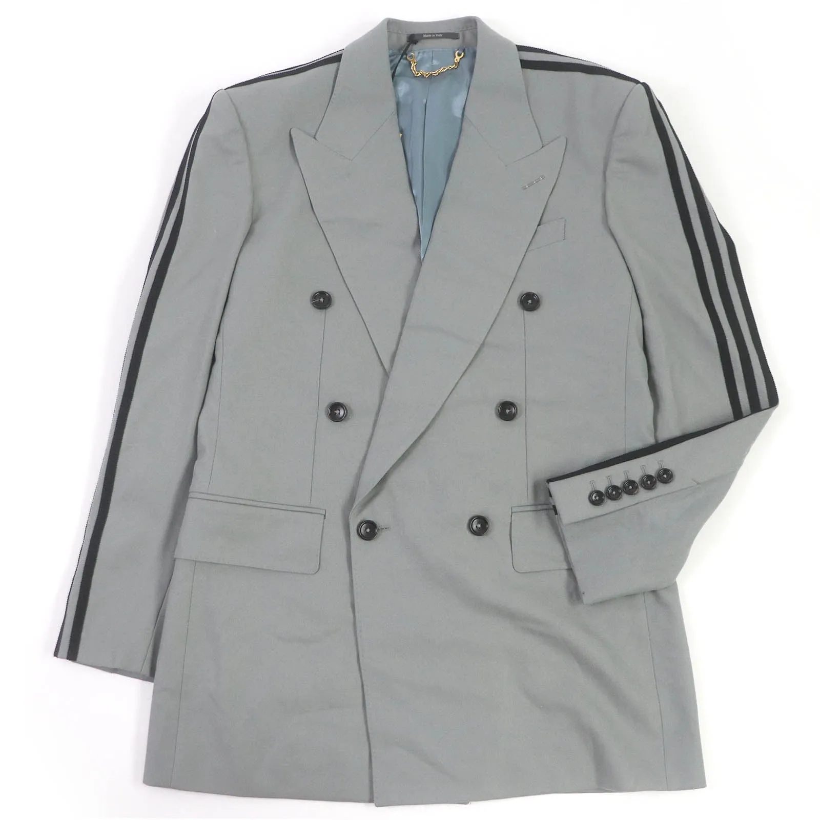 GUCCI tailored jacket 720173 Outer: 100% wool, Lining: 100% rayon, Part: 59% cotton, Part: 41% rayon gray mens 48 Used