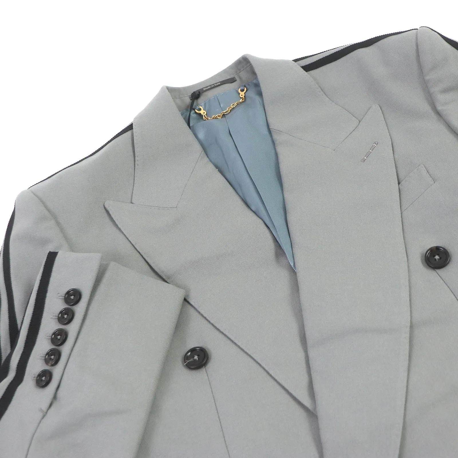 GUCCI tailored jacket 720173 Outer: 100% wool, Lining: 100% rayon, Part: 59% cotton, Part: 41% rayon gray mens 48 Used