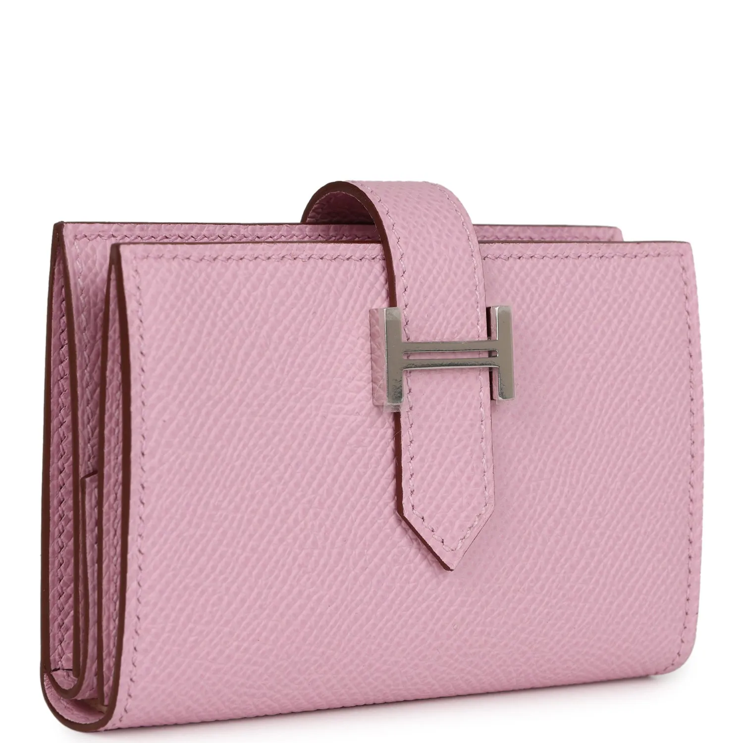 Hermes Bearn Compact Wallet Mauve Sylvestre Epsom Palladium Hardware