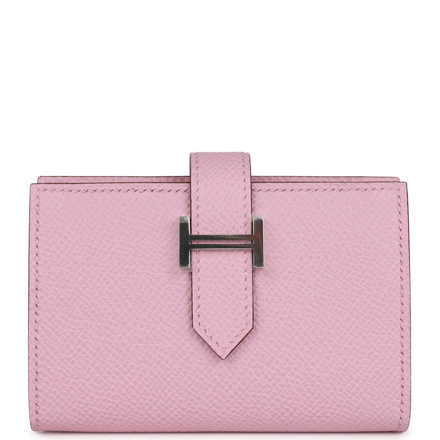 Hermes Bearn Compact Wallet Mauve Sylvestre Epsom Palladium Hardware