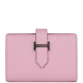 Hermes Bearn Compact Wallet Mauve Sylvestre Epsom Palladium Hardware