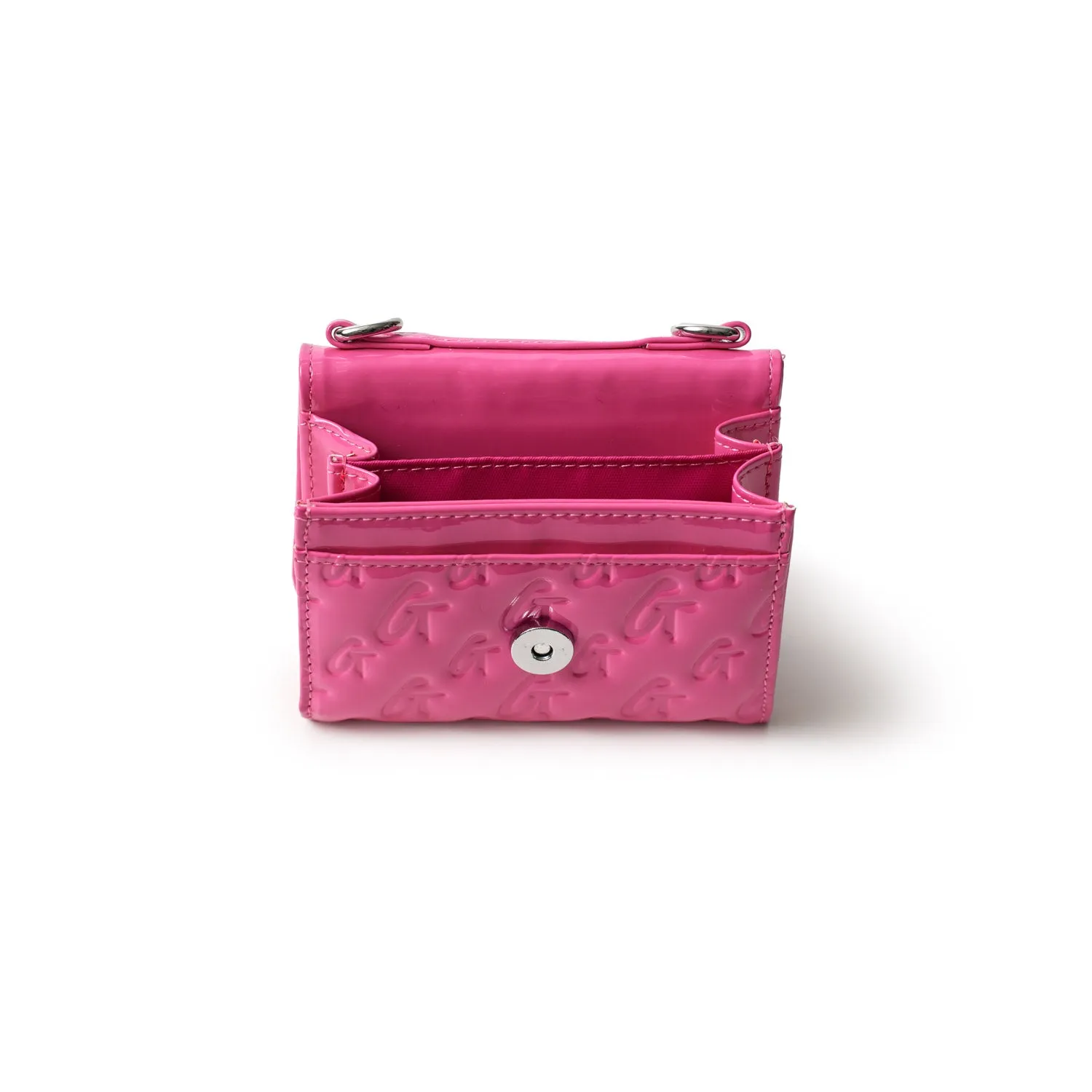 MONOGRAM SILVER COMPACT WOC - MIRROR HOT PINK