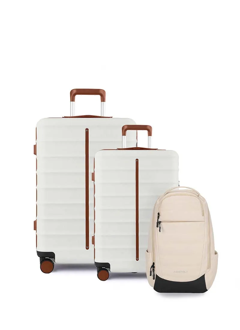 Odyssey Set of 2 & Float Backpack Combo | Sand White | Cabin Medium Hard Luggage & Backpack