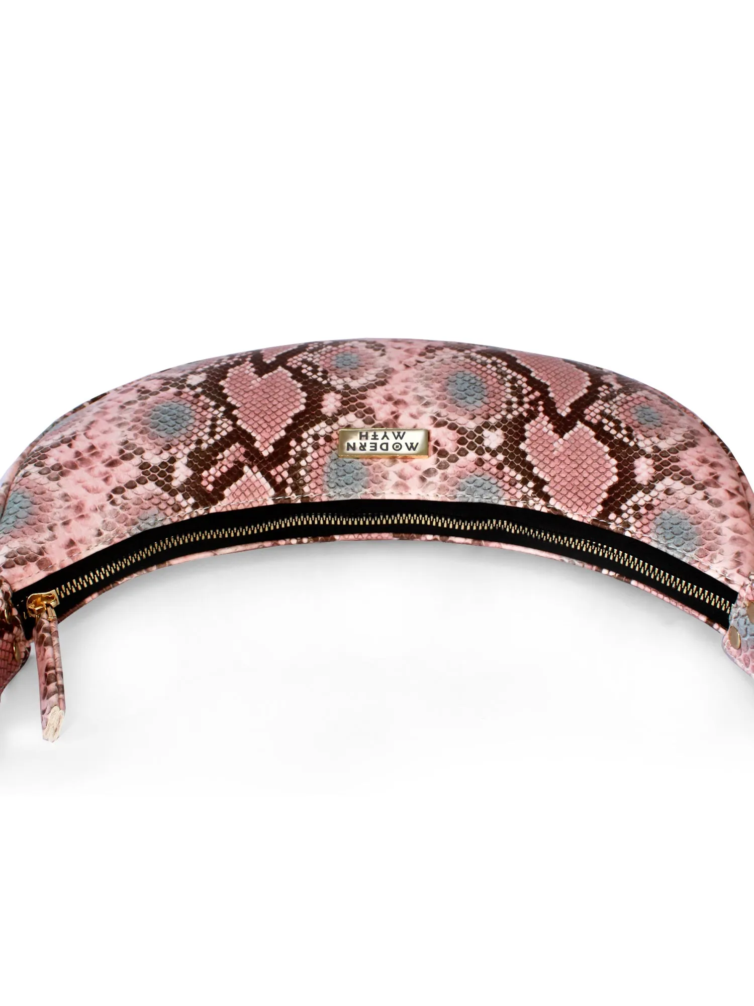 Pink Snake Print Half Moon Baguette Shoulder Bag | Modern Myth