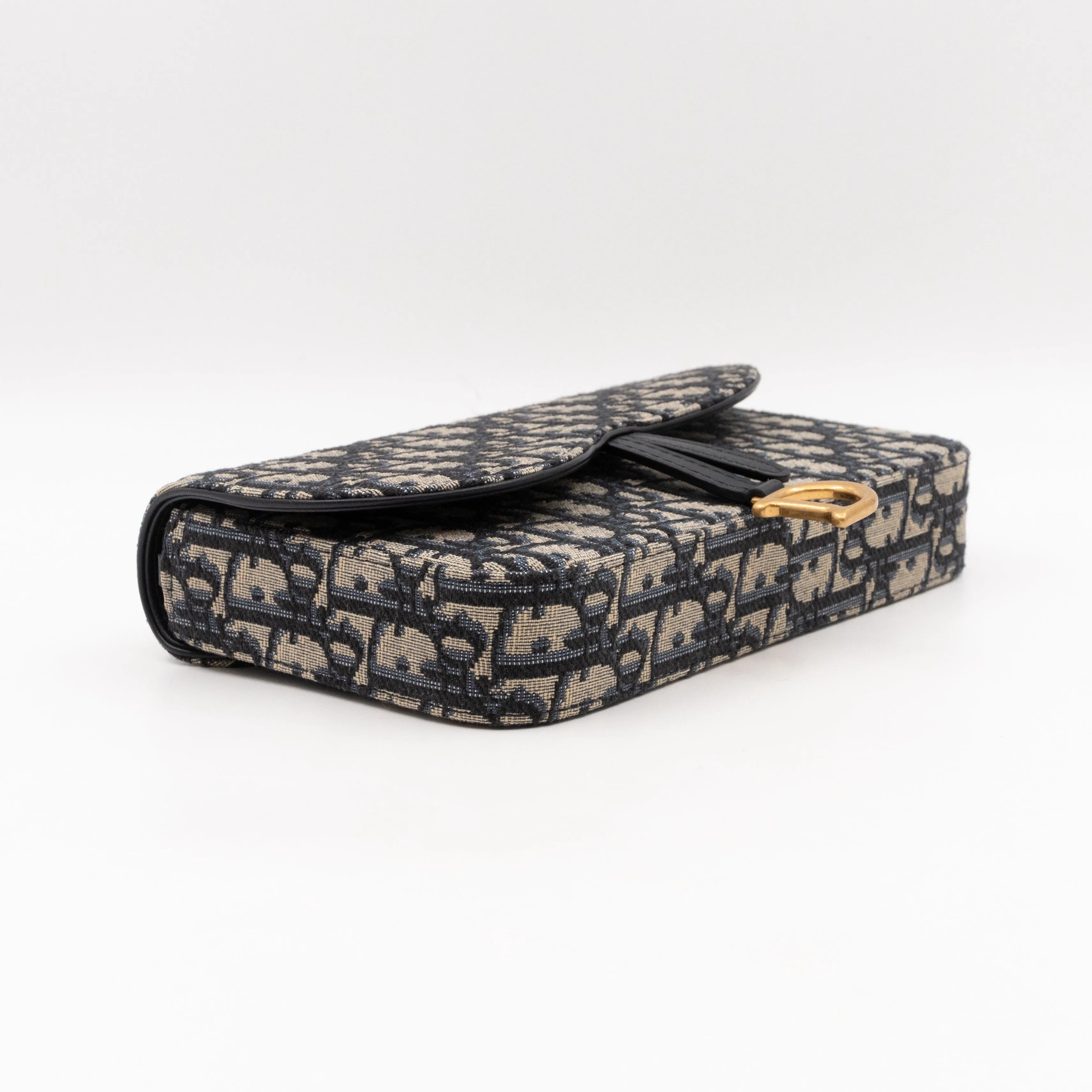 Saddle Pouch With Chain Blue Trendy Inspired Dior Oblique Jacquard