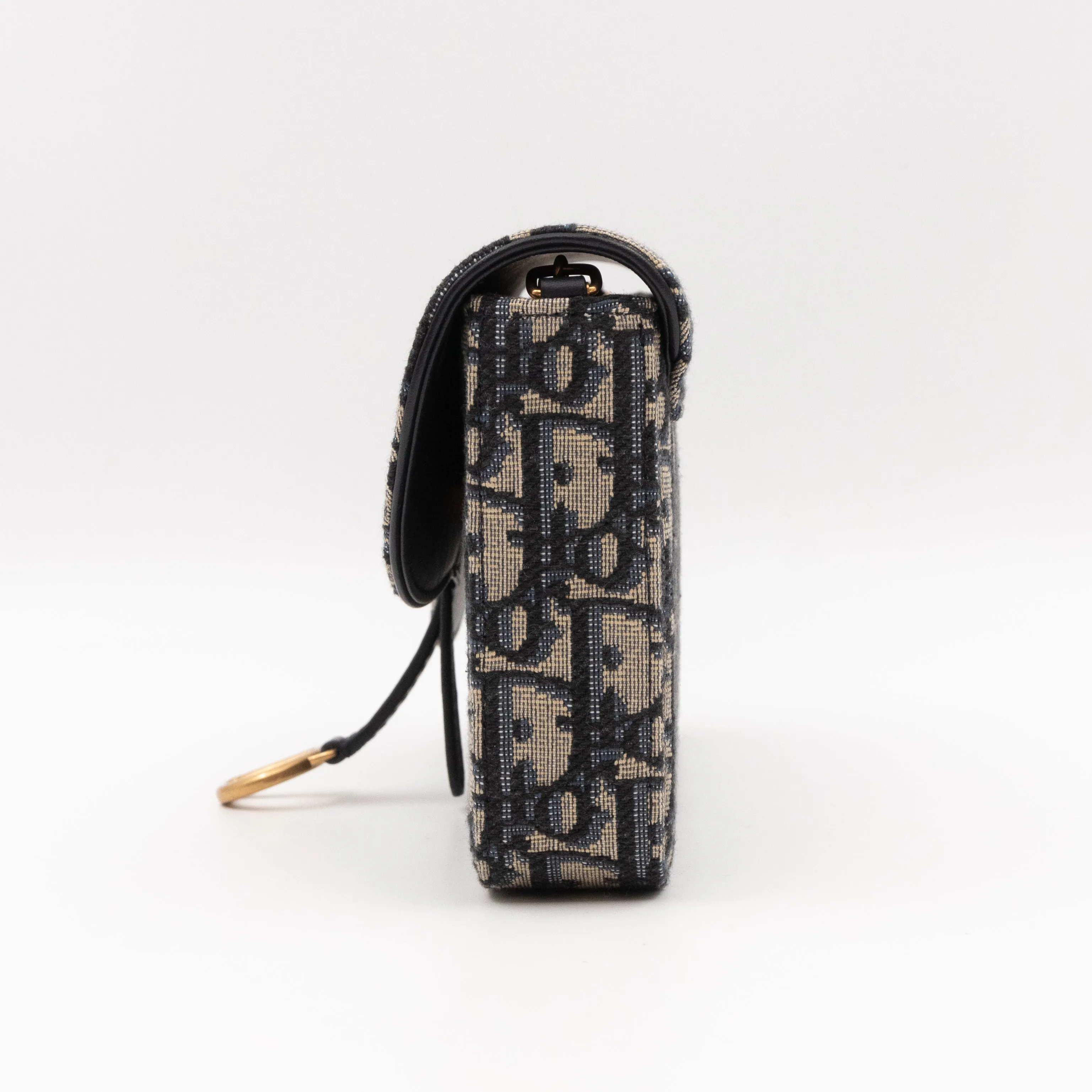 Saddle Pouch With Chain Blue Trendy Inspired Dior Oblique Jacquard