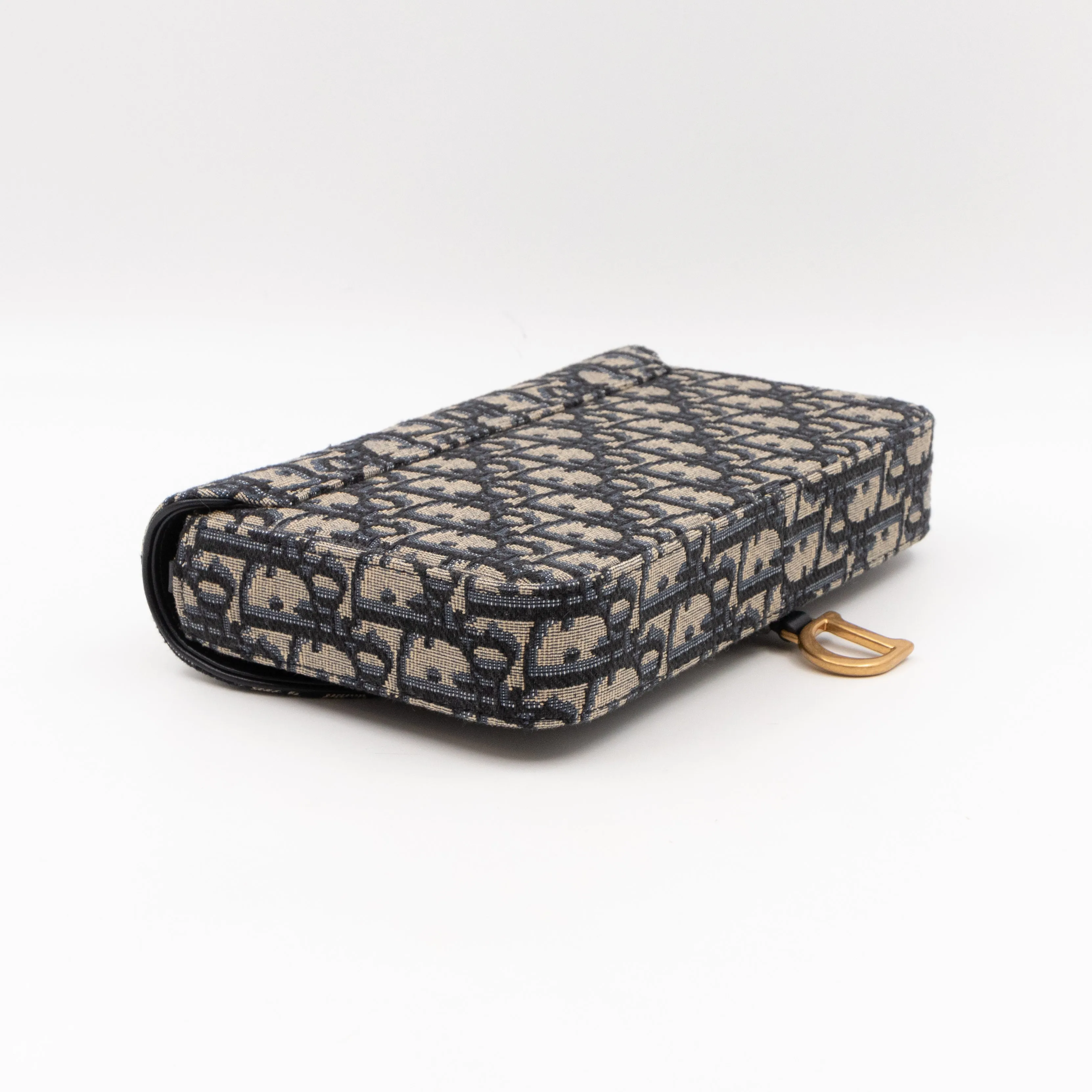 Saddle Pouch With Chain Blue Trendy Inspired Dior Oblique Jacquard