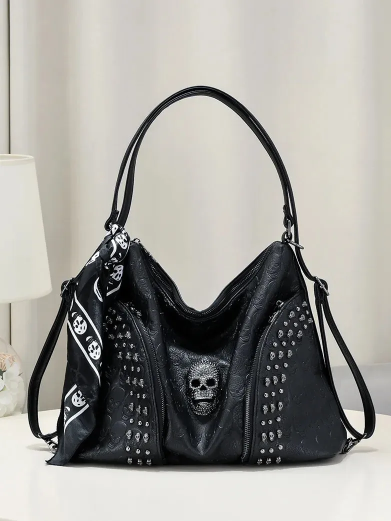 Scarlet Darkness Women Gothic Punk Skull Tote Bag