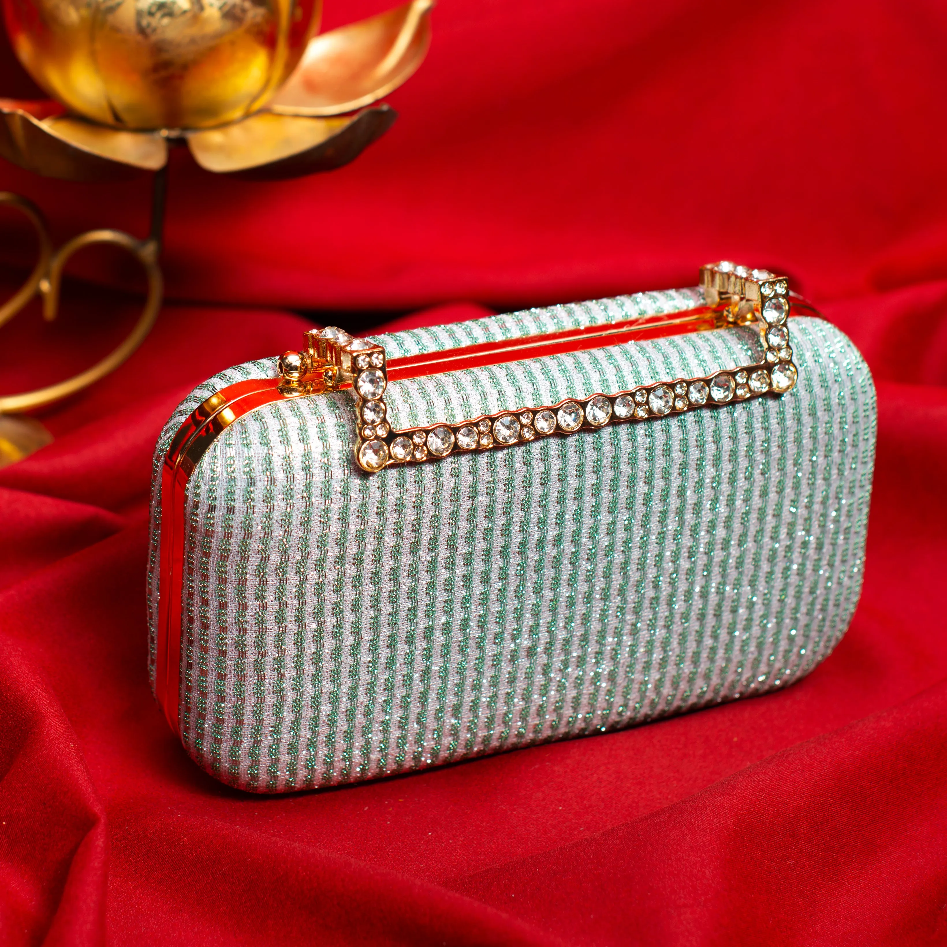 Sky Blue Shimmery Fabric Clutch