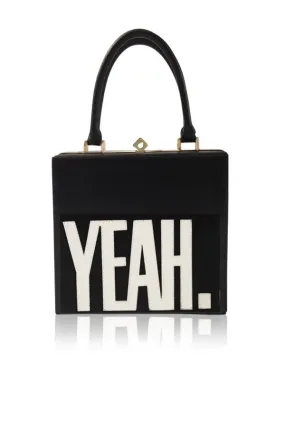 SLOGAN 'YEAH' FRAME LEATHER SATCHEL