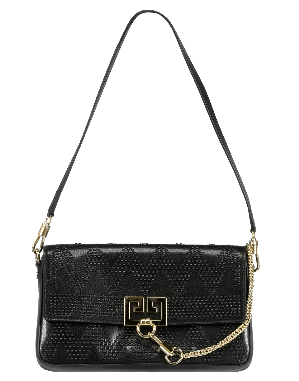 Tonal Stud Charm Shoulder Bag