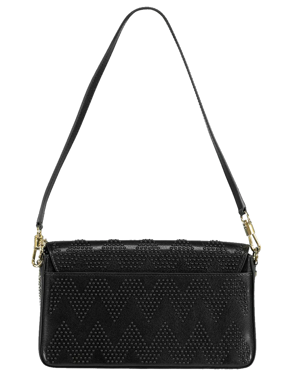 Tonal Stud Charm Shoulder Bag