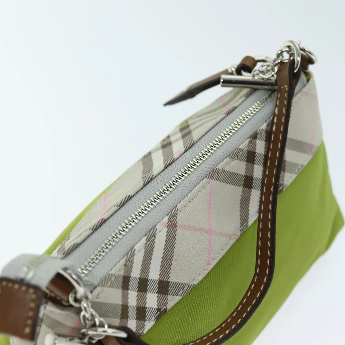 Trendy Inspired Burberry Nova Check Accessory Pouch Nylon Beige Green Auth Hk1323