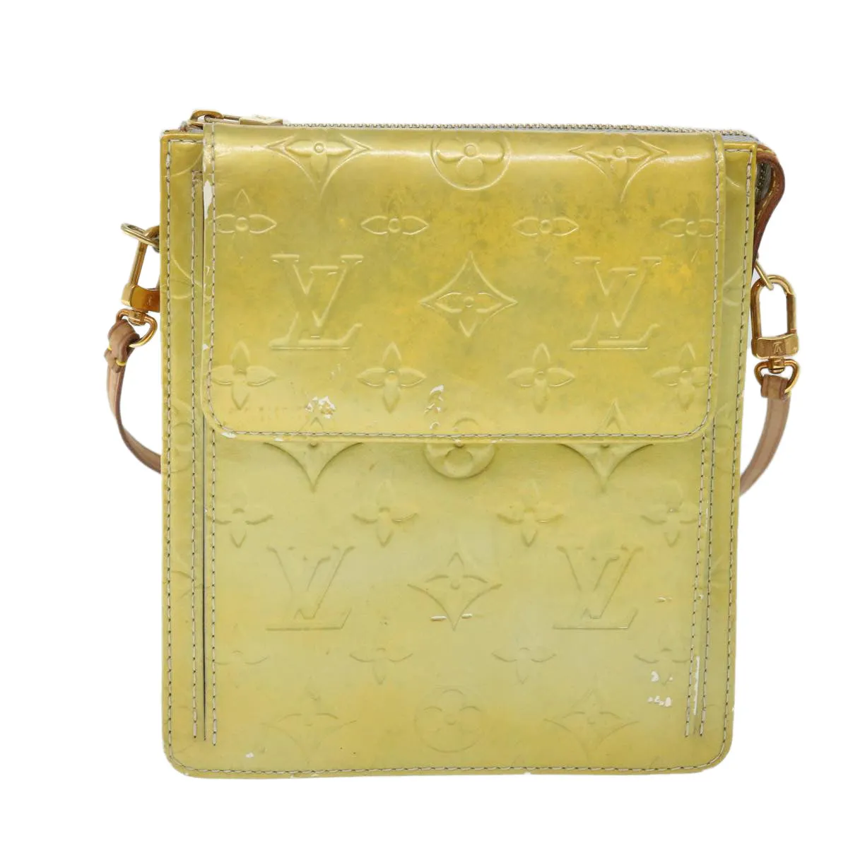 Trendy Inspired Louis Vuitton Monogram Vernis Motto Accessory Pouch Gris M91030 Lv Auth 52691